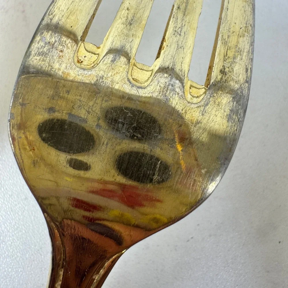 Vtg Royal Gallery Gold Tone Dinner Forks Set 6 Japan Flared Scroll Handle